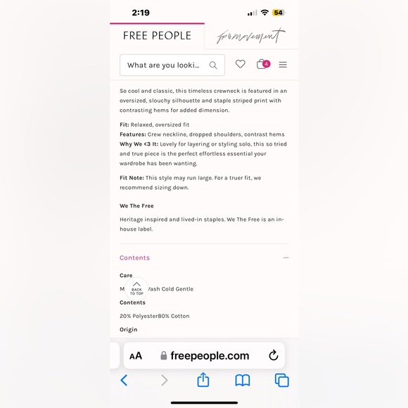 NWT FREE PEOPLE WE THE FREE Classic Striped Oversized Crewneck In Coral Combo XS - Picture 5 of 8